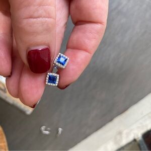 Elegant Blue sapphire & diamond Stud Earrings